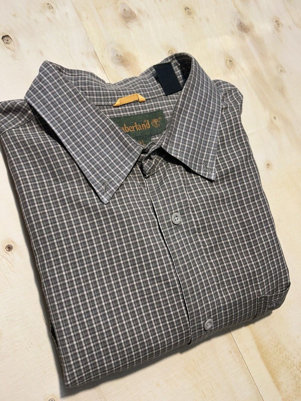 Timberland Men's XL Gray White Check Cotton Long Sleeve Button-Up Shirt